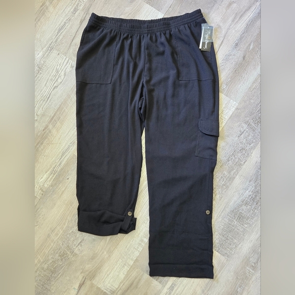 Maggie Barnes Convertible Pants Capris Women's Size 1X Dark Black Lightweight - Picture 2 of 12